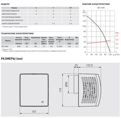 Накладной вентилятор Soler Palau EB-100N T