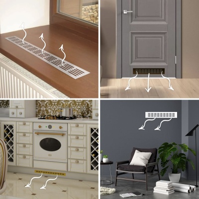 Вентиляционная решетка Благовест 60x400, матовый метал (2шт.)